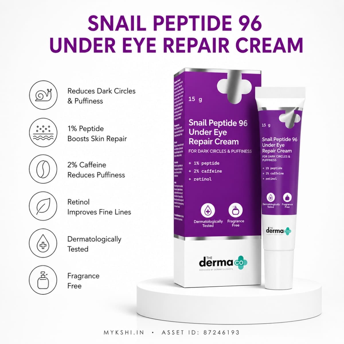 The Derma Co Snail Peptide 96 Under Eye Repair Cream with Snail Mucin & Peptide Complex For Dark Circles & Puffiness - 15 g