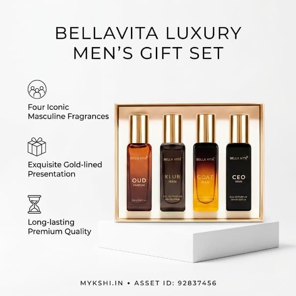 BELLAVITA LUXURY PERFUME GIFT SET FOR MAN 4 X 20ml ( G.O.A.T. Man Oud Parfum CEO Man KLUB Man)