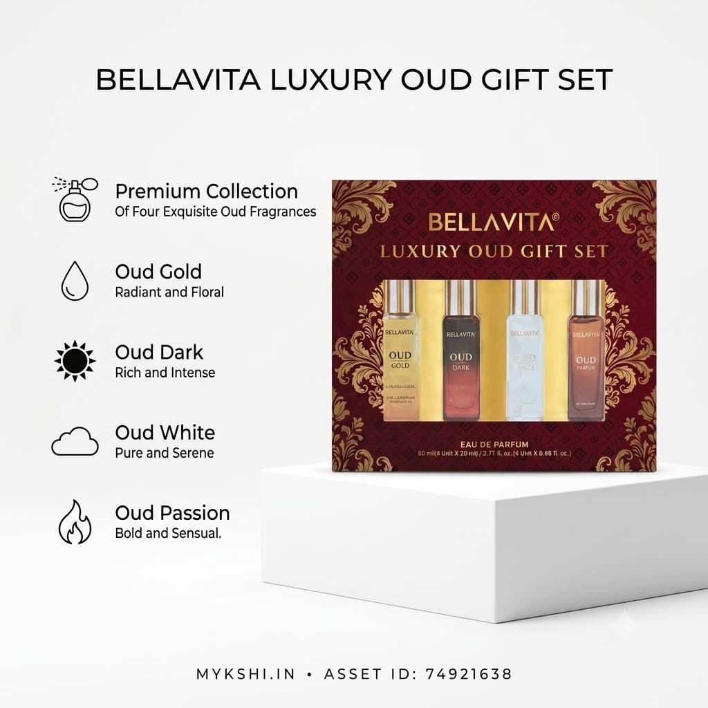 BELLAVITA LUXURY OUD EXPERIENCE SET 4 X 20ml  Oud Dark Oud Parfum White Oud Oud Gold