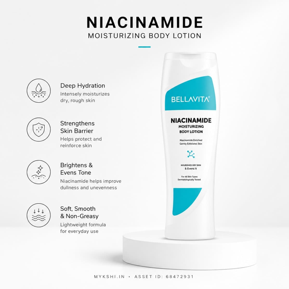 BELLAVITA NIACINAMIDE BODY LOTION 200 ml  6.76 fl.oz