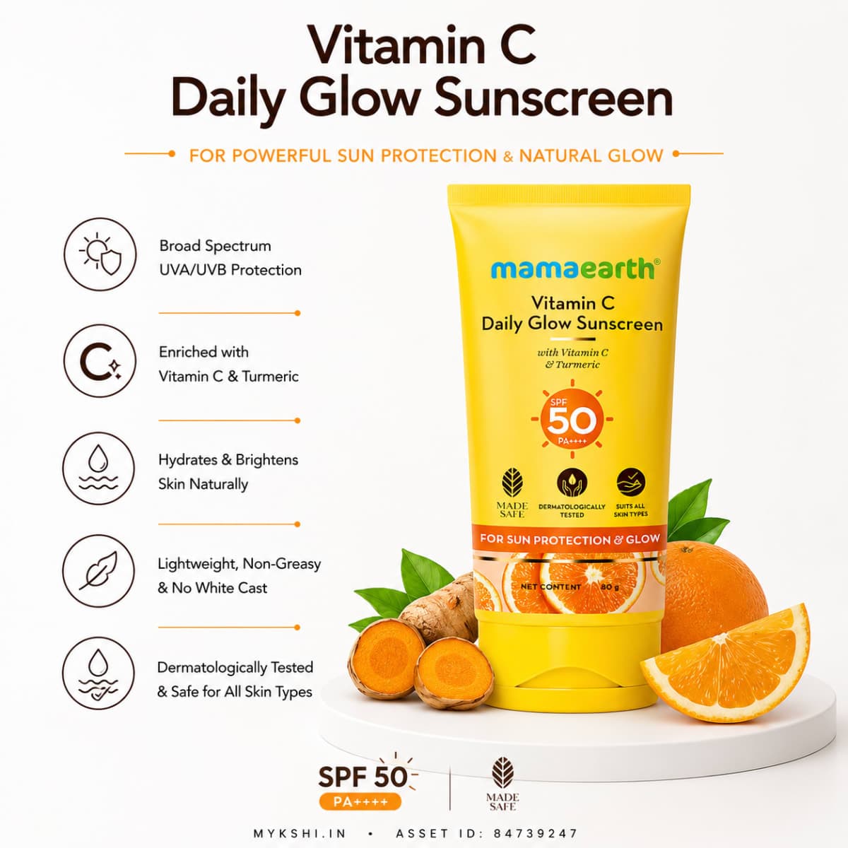 Mamaearth Vitamin C Daily Glow Sunscreen SPF 50 PA++++ 