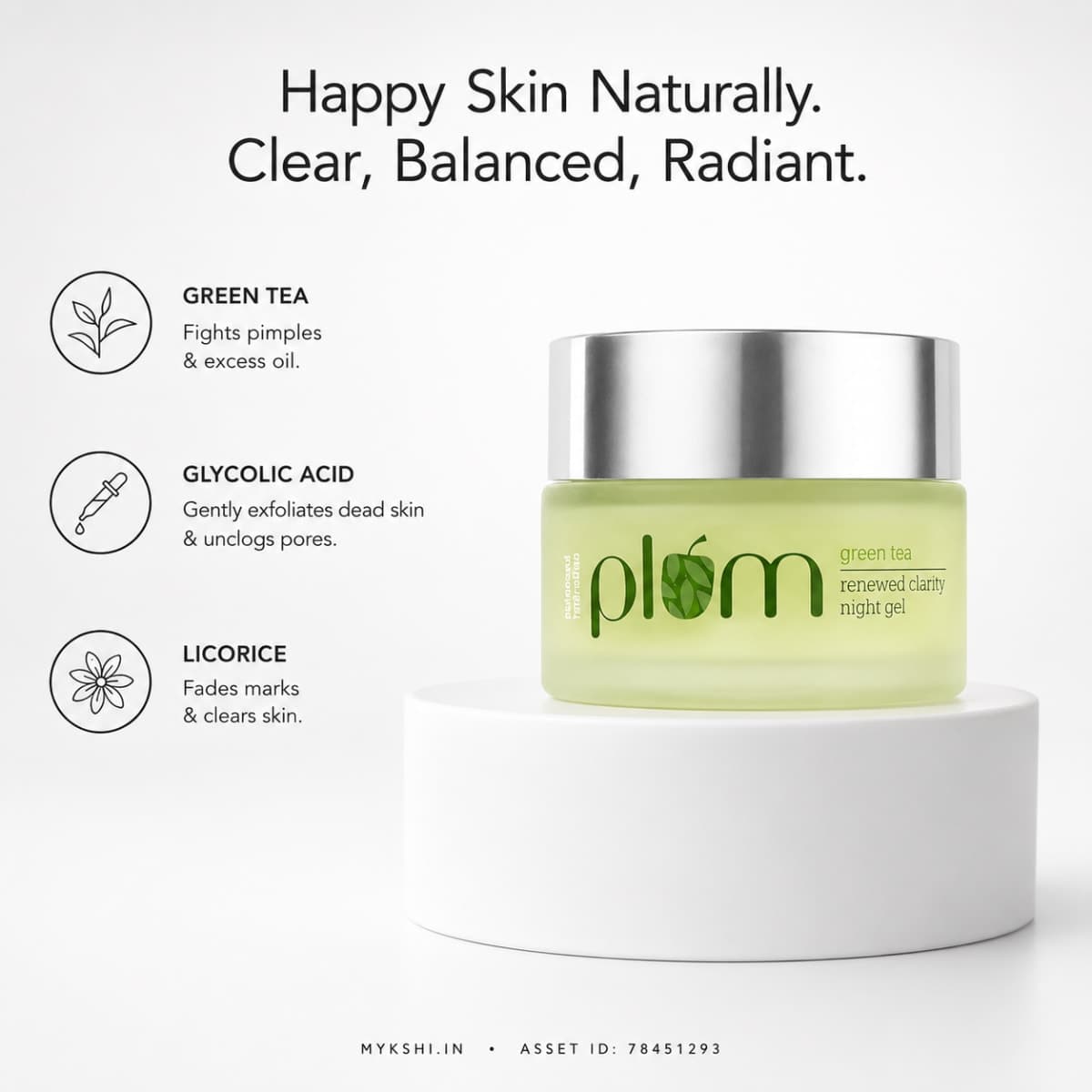 Plum Green Tea Renewed Clarity Night Gel For Oily & Acne-Prone Skin - 50 ml