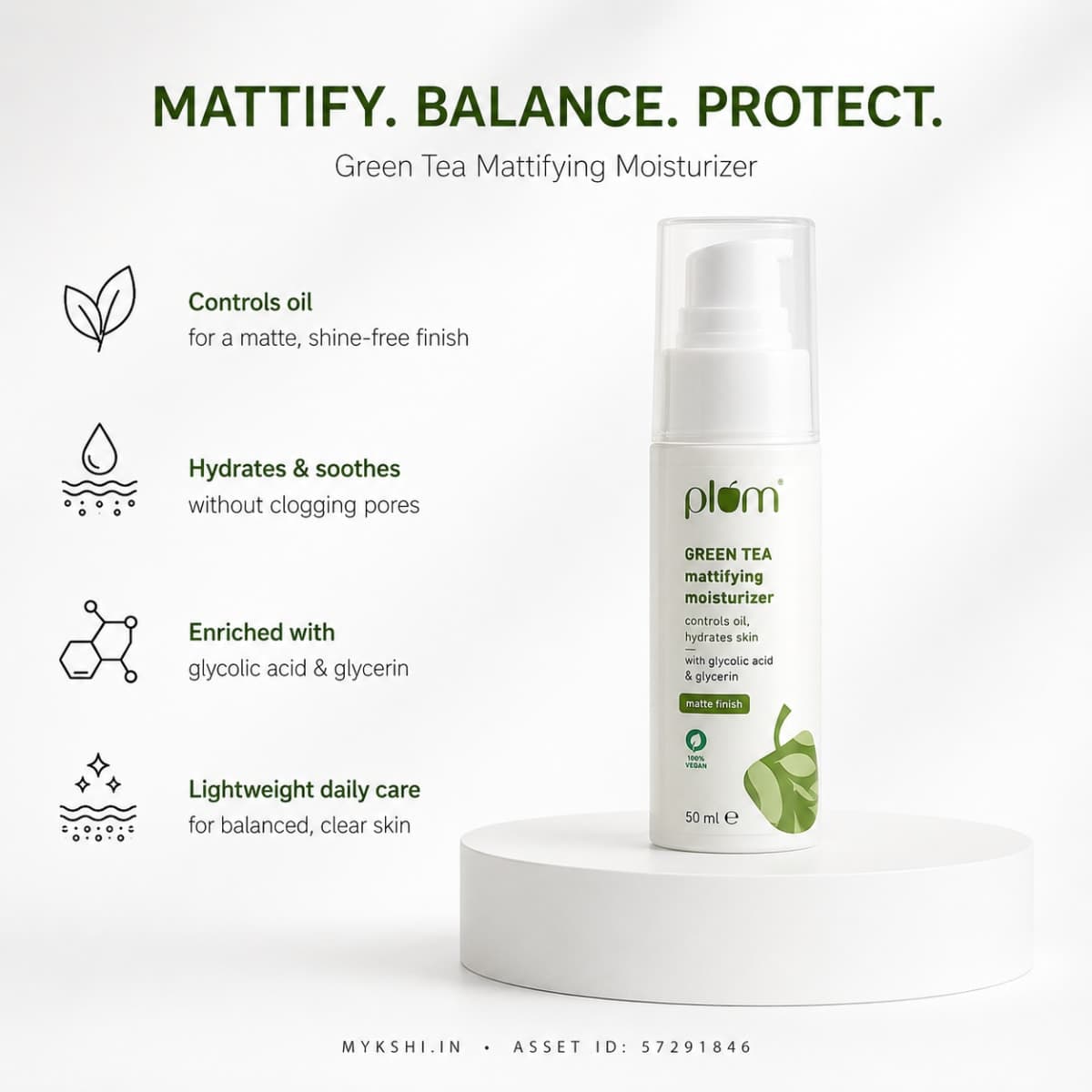 Plum Green Tea Mattifying Moisturizer for Oily & Acne-Prone Skin - 50 ml