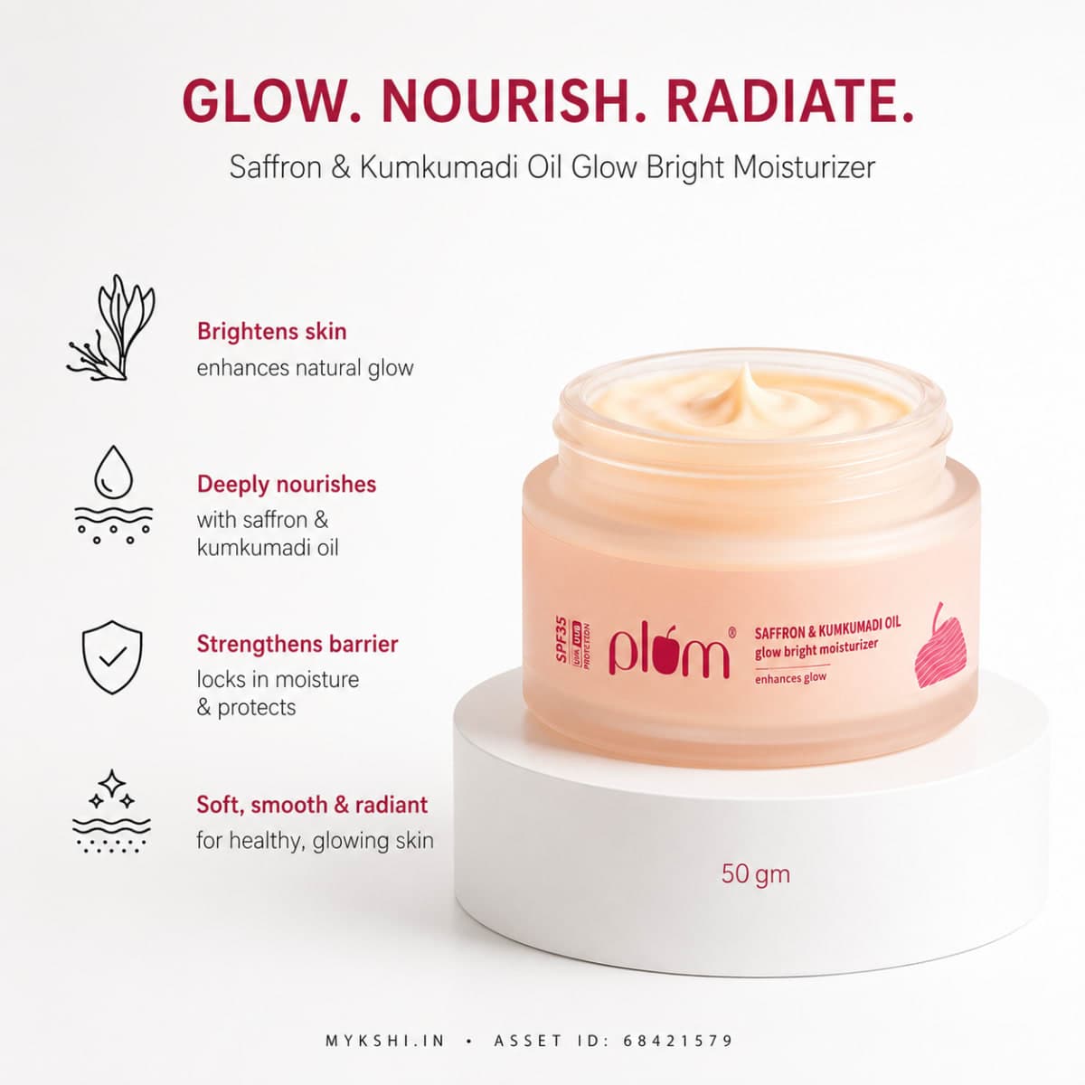 Plum Saffron & Kumkumadi Oil Glow Bright Moisturizer with SPF 35 - 50 gm