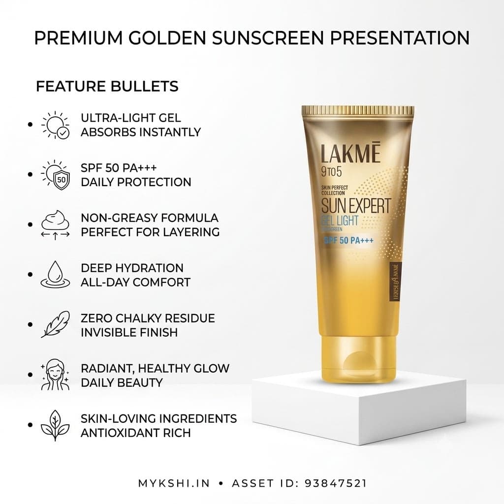 Lakmē Sunscreen Gel SPF 50 PA+++Niacinamide, Water Light, For Normal to Oily Skin,No White Cast 100g 