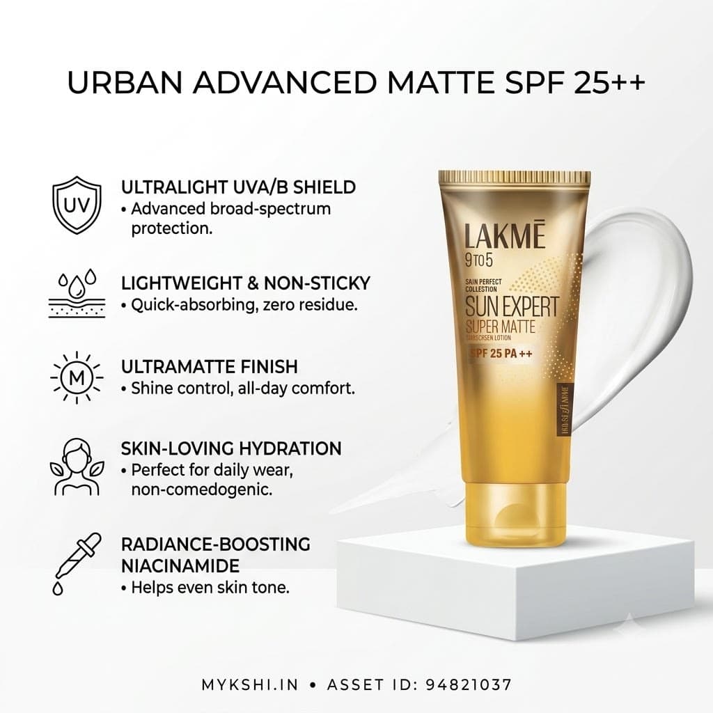    Lakmē Sun Expert SPF 25 PA++ Super Matte Lotion Sunscreen, Lightweight, Non Sticky,50ml 