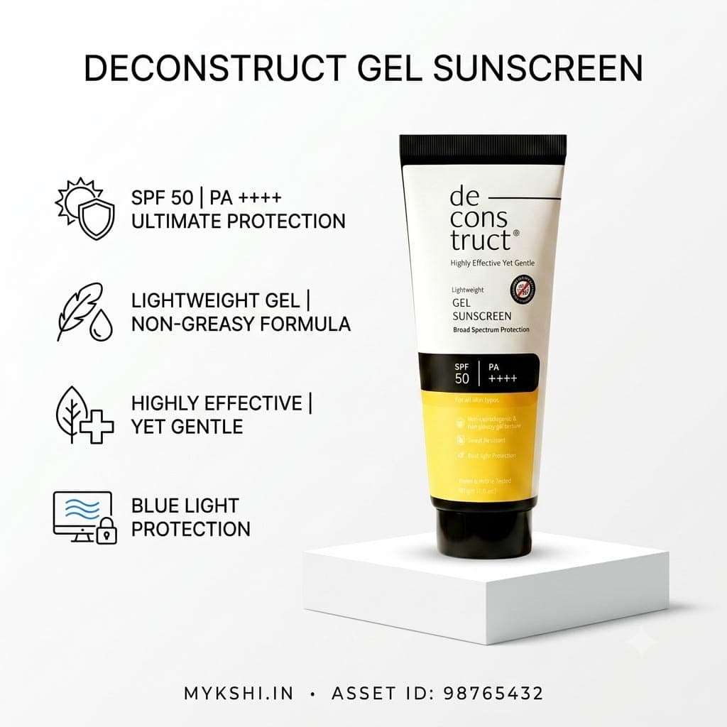 Deconstruct Gel Sunscreen For Oily Skin - SPF 50 PA++++(50 Gm) | In-Vivo Tested