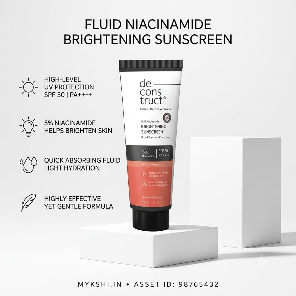 Deconstruct Fluid Brightening Sunscreen SPF 50 PA++++ | 5% Niacinamide | In Vivo Tested | All Skin Types