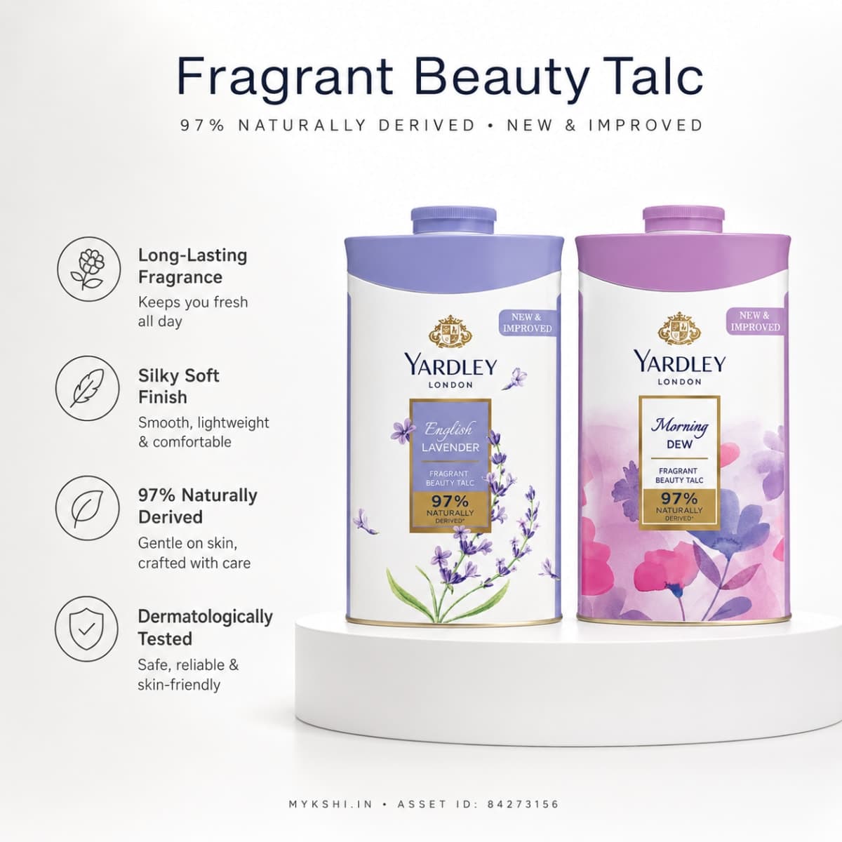 Yardley london Talc English lavender 250g & Morning dew 250g pack of 2