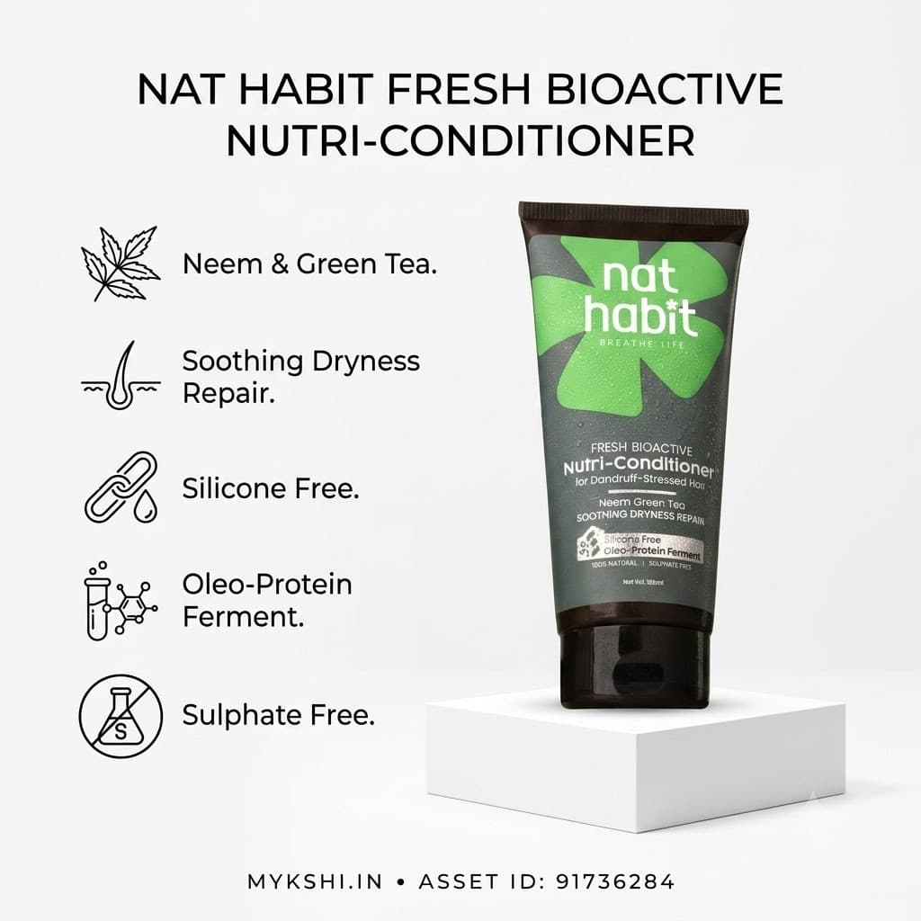 Nathabit Neem Green Tea Nutri-Conditioner for Dandruff-Stressed Hair 