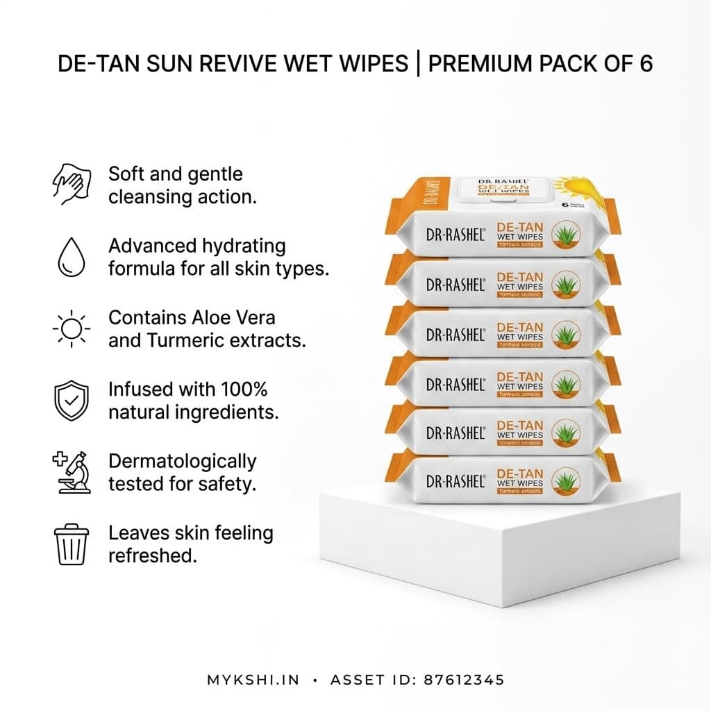 DR. RASHEL Detan Face Wet Wipes Pack of 6