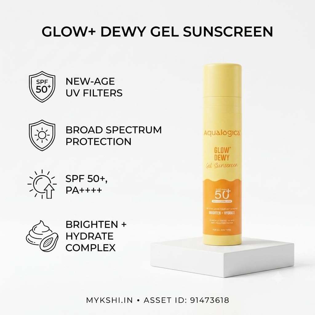 Aqualogica Glow+ Dewy Gel Sunscreen In-Vivo Tested SPF 50+ PA++++ with Papaya & Vitamin C - 50g