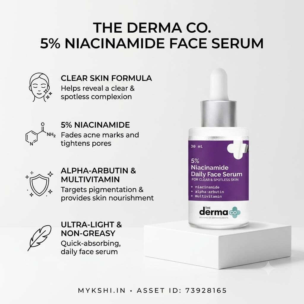 The Derma Co 5% Niacinamide Daily Face Serum with Alpha Arbutin & Multivitamin - 30ml