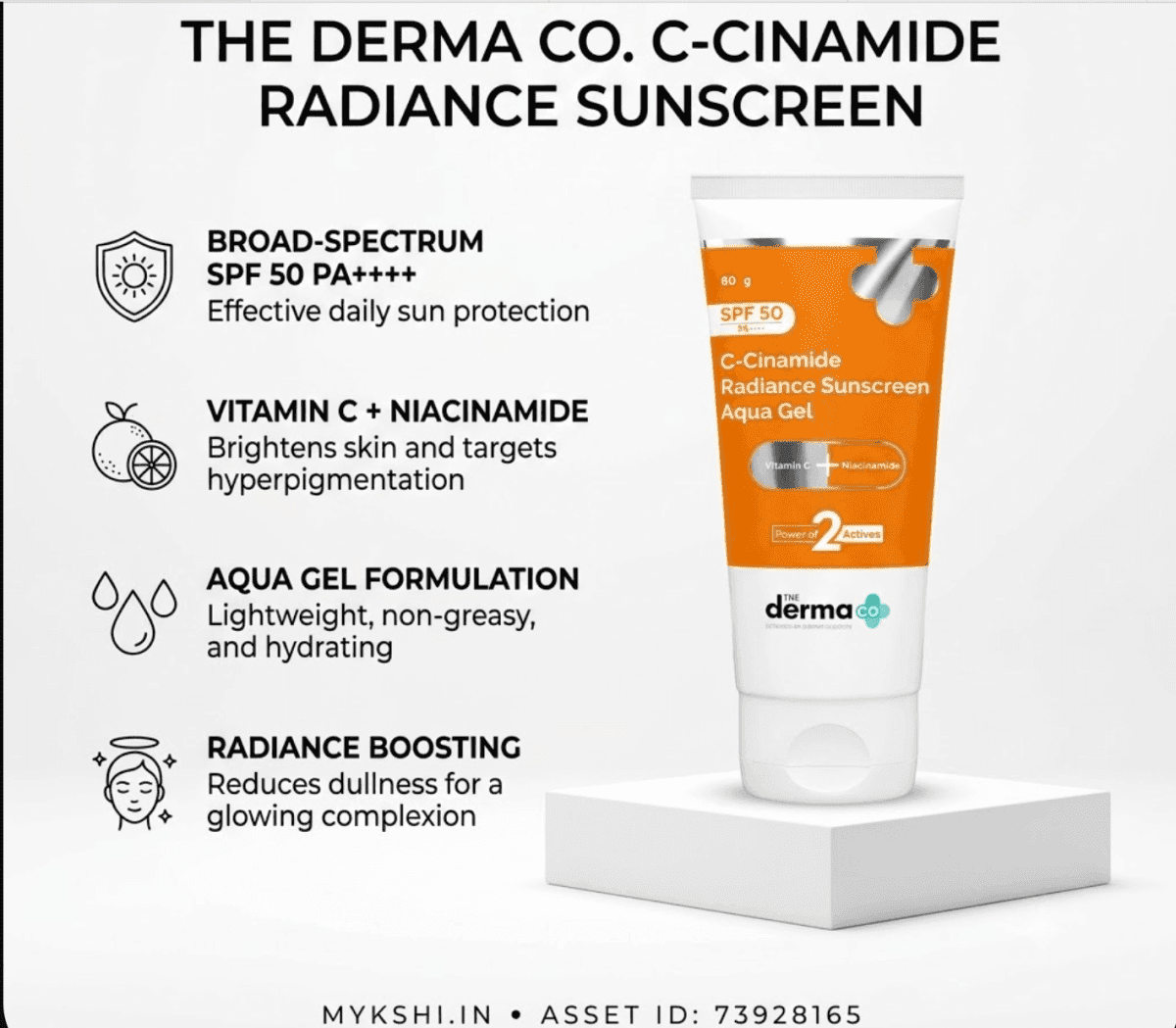 The Derma Co C-Cinamide Radiance Sunscreen Aqua Gel - 80g