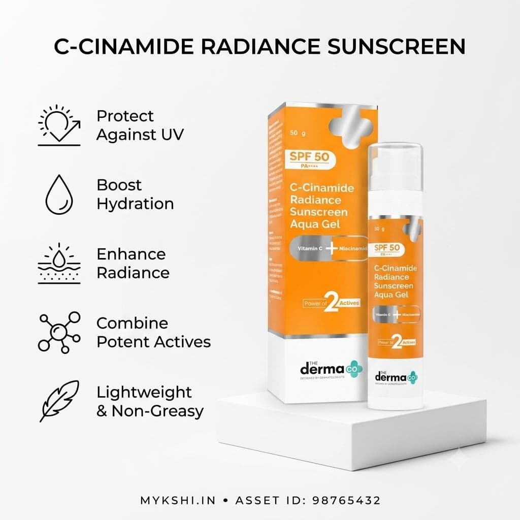 The Derma Co C-Cinamide Radiance Sunscreen Aqua Gel with SPF 50 & PA++++ 