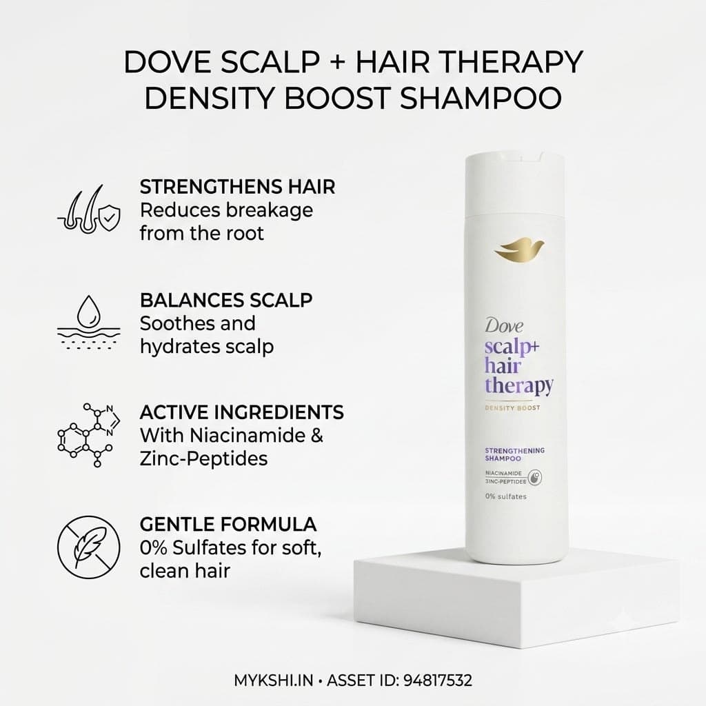 Dove Scalp+Hair Therapy Sulphate Free Density Boost Strengthening Shampoo- Niacinamide&Zinc-peptides