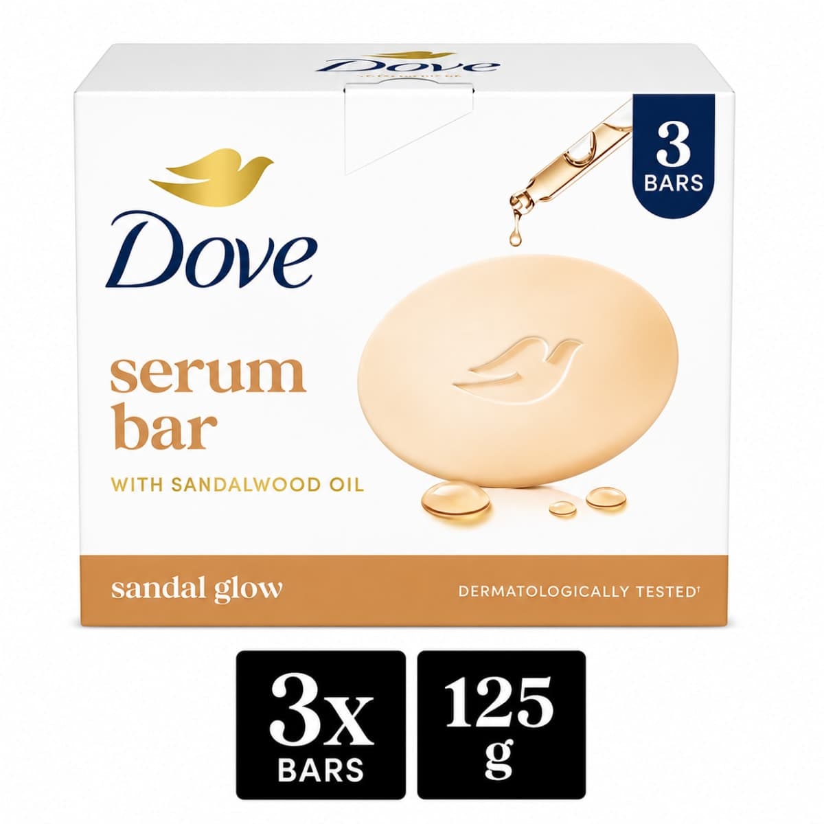 Dove Serum Bar with Sandalwood Oil | 375g (125g x 3)