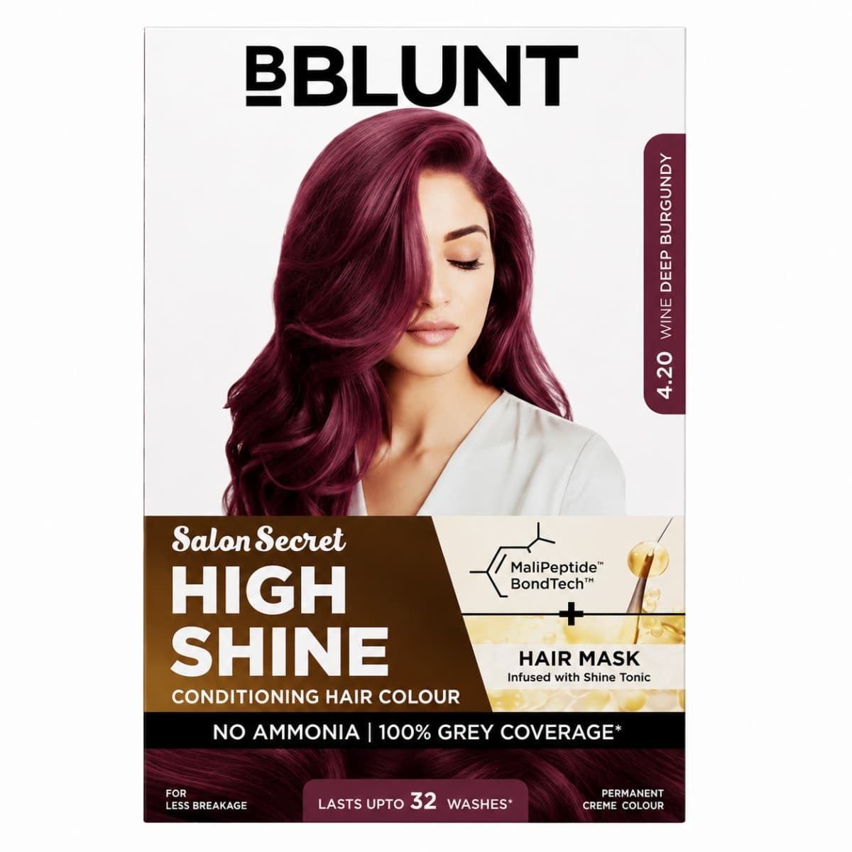 B BLUNT High Shine Conditioning Hair Colour - Wine Deep Burgundy (Shade 4.20)