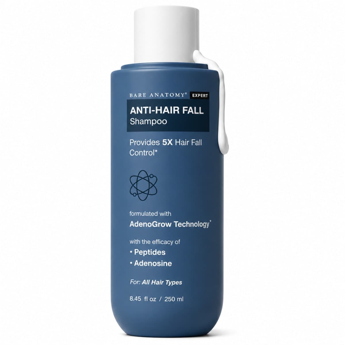 Bare Anatomy Anti-Hair Fall Shampoo with Adenosine & Peptides | 5X Hairfall Control - 250 ml