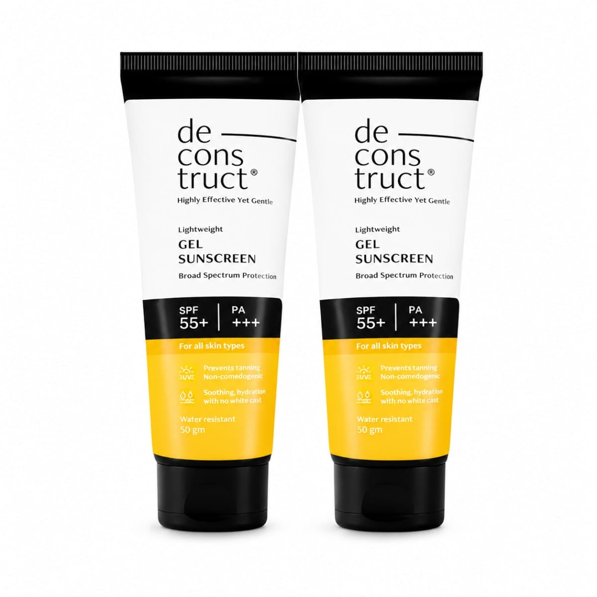 Deconstruct Gel Sunscreen SPF 50 PA++++ For Oily Skin(Pack Of 2) | Photostable Sunscreen With 4 New Gen UV Filters | Lightweight & Non-Greasy