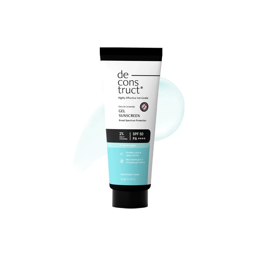 Deconstruct Oats & Ceramide Gel Sunscreen SPF 50 PA++++ For Sensitive Skin | In-Vivo Tested