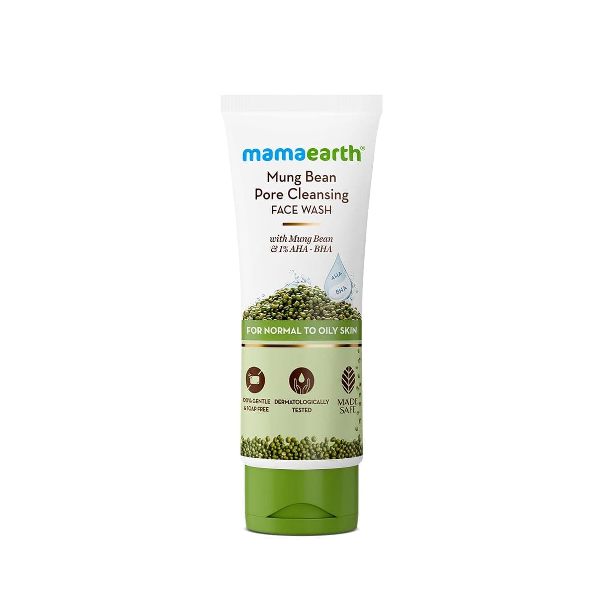 Mamaearth Mung Bean Pore Cleansing Face Wash with Mung Bean, AHA & BHA for Normal to Oily Skin - 100 ml