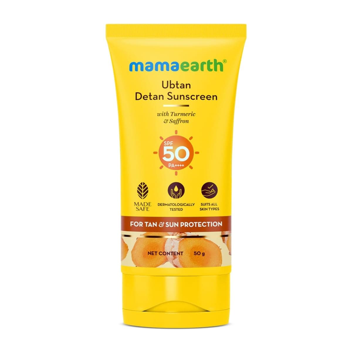 Mamaearth Ubtan Detan Sunscreen With Turmeric & Saffron For Sun Protection - 50 g