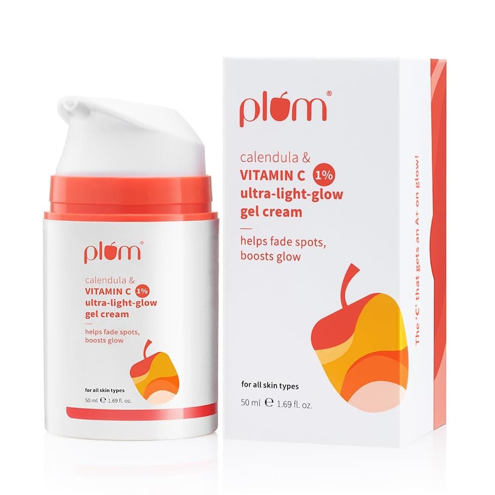 Plum 1% Vitamin C Ultra-Light-Glow Boosting Gel Cream For Glowing Skin - 50 gm