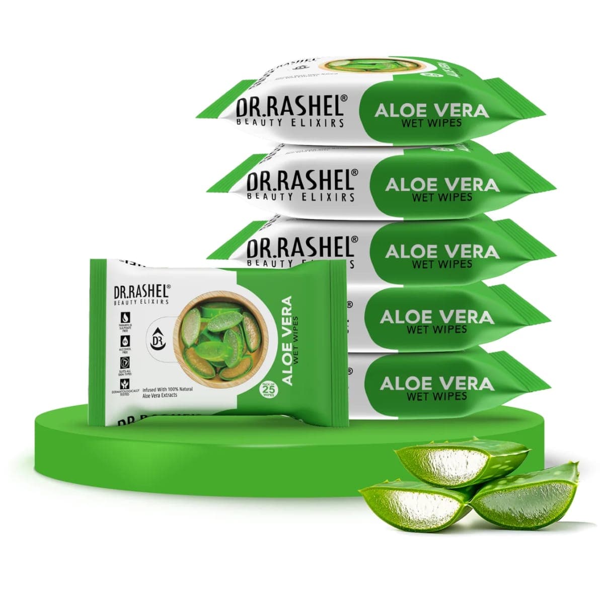 DR. RASHEL Aloevera Face Wet Wipes Pack of 6