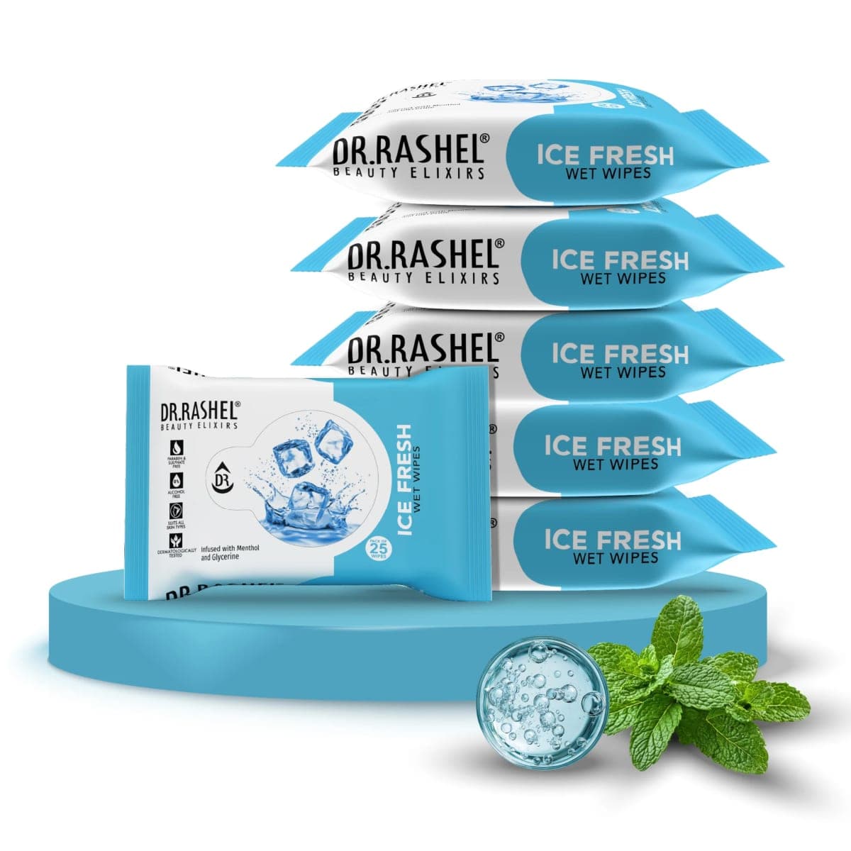 DR. RASHEL Ice Fresh Face Wet Wipes Pack of 6