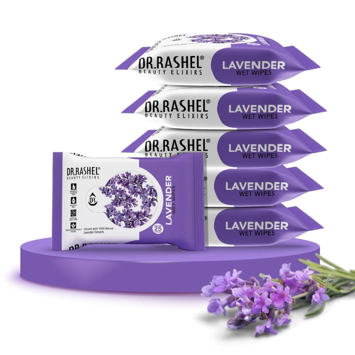 DR. RASHEL Lavender Face Wet Wipes Pack of 6