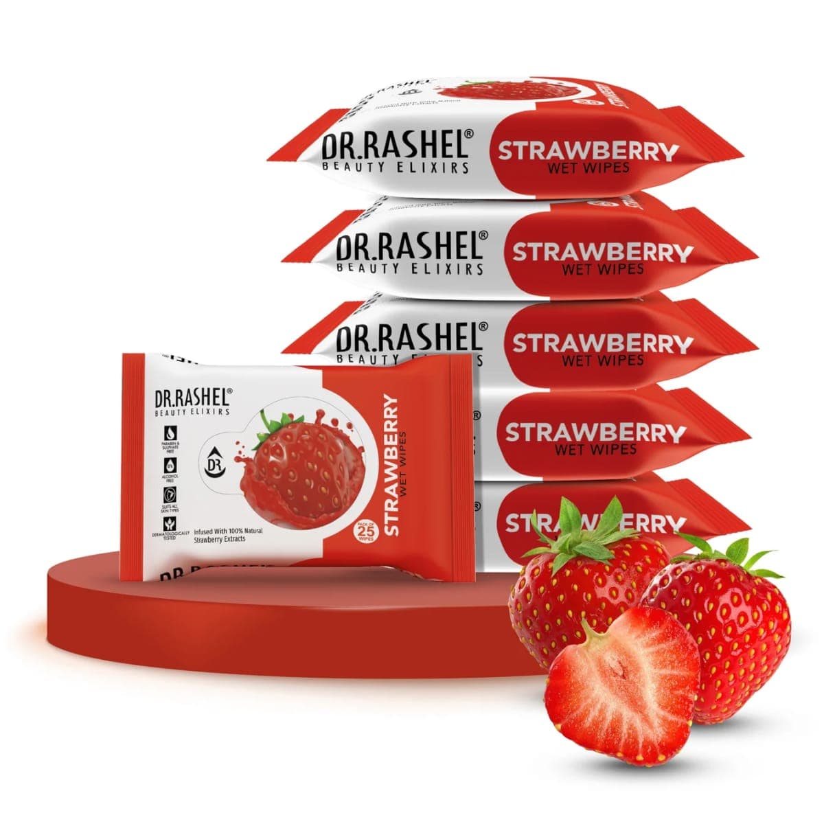 DR. RASHEL Strawberry Face Wet Wipes Pack of 6