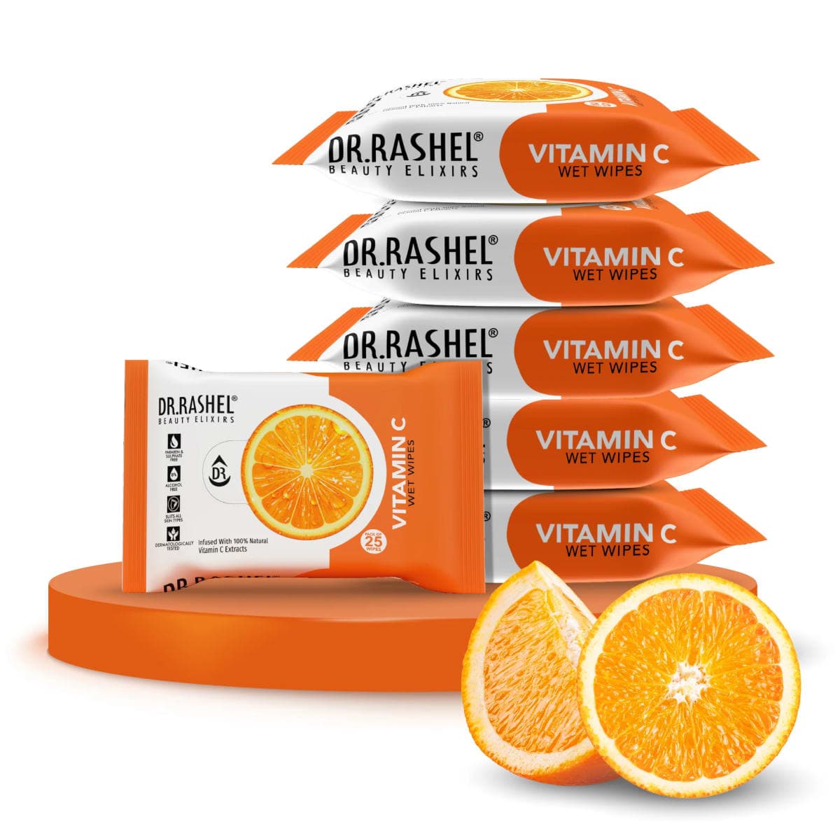 DR. RASHEL Vitamin C Face Wet Wipes Pack of 6