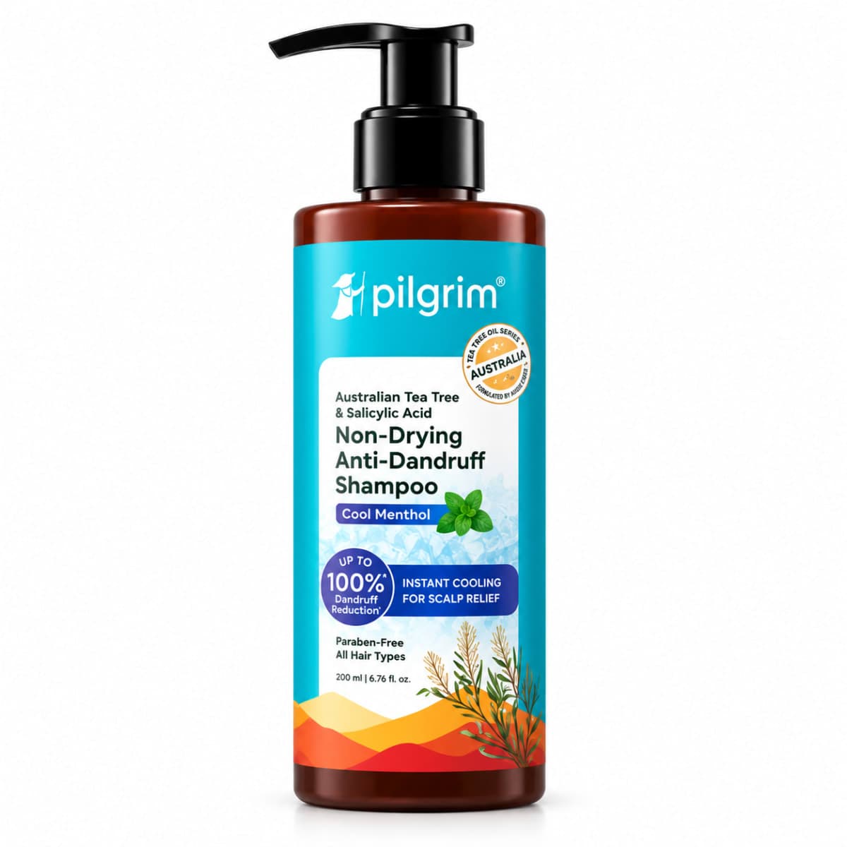 Pilgrim Australian Tea Tree Non-Drying Anti-Dandruff Shampoo Cool Menthol