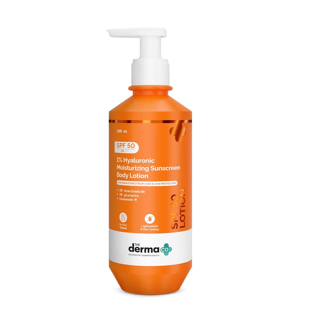 The Derma Co 1% Hyaluronic Moisturizing Sunscreen Body Lotion In-Vivo Tested - 200 ml