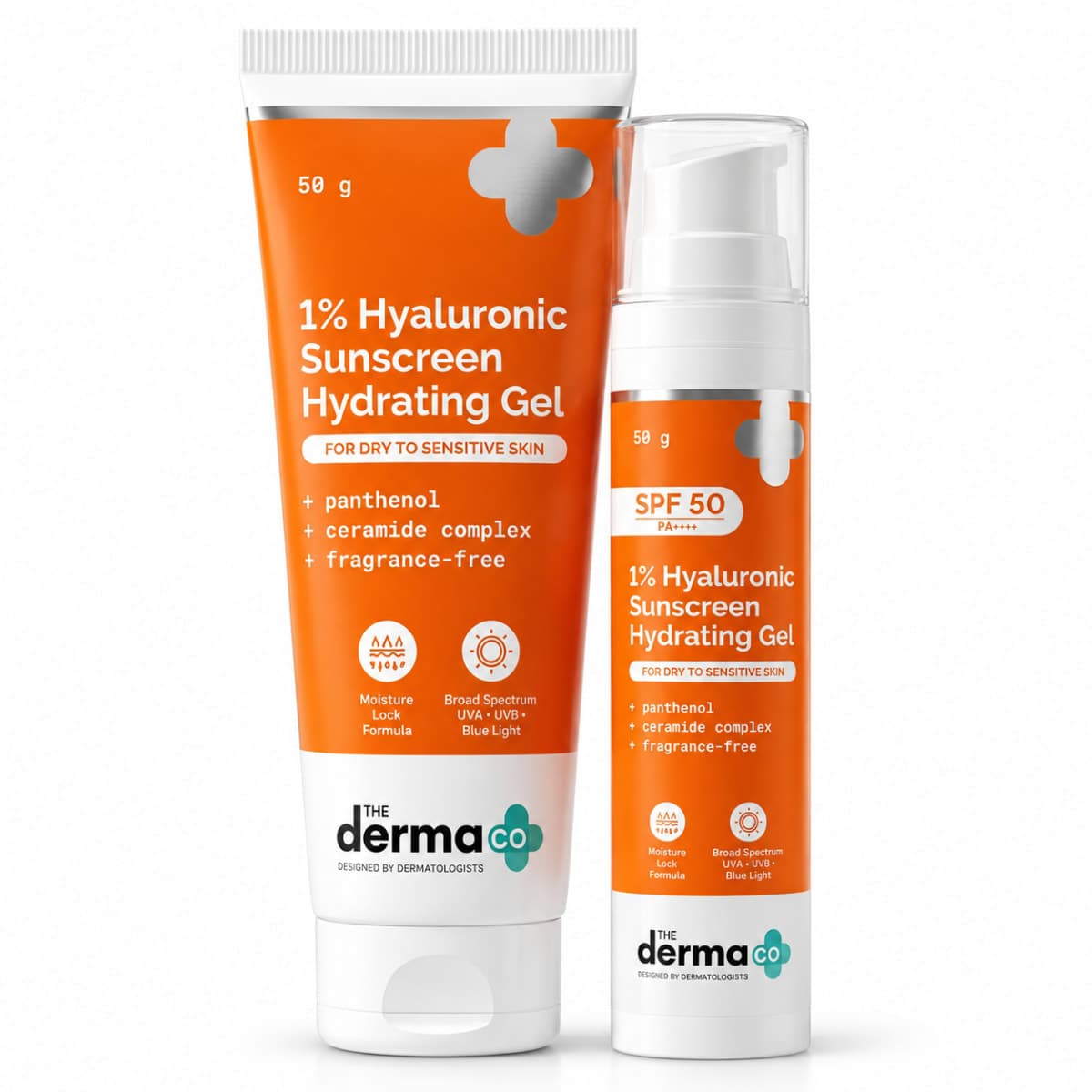 The Derma Co 1% Hyaluronic Sunscreen Hydrating Gel In Vivo Tested (ISO 24444:2019 Certified, CTRI/2025/01/079445) with SPF 50 PA++++