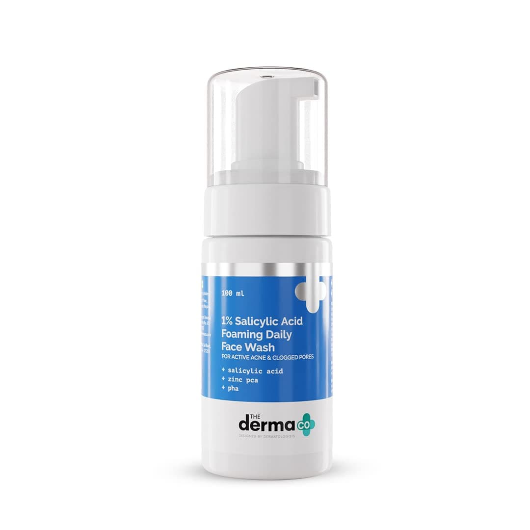 The Derma Co 1% Salicylic Acid Foaming Daily Face Wash with Salicylic Acid, Zinc PCA & PHA - 100 ml