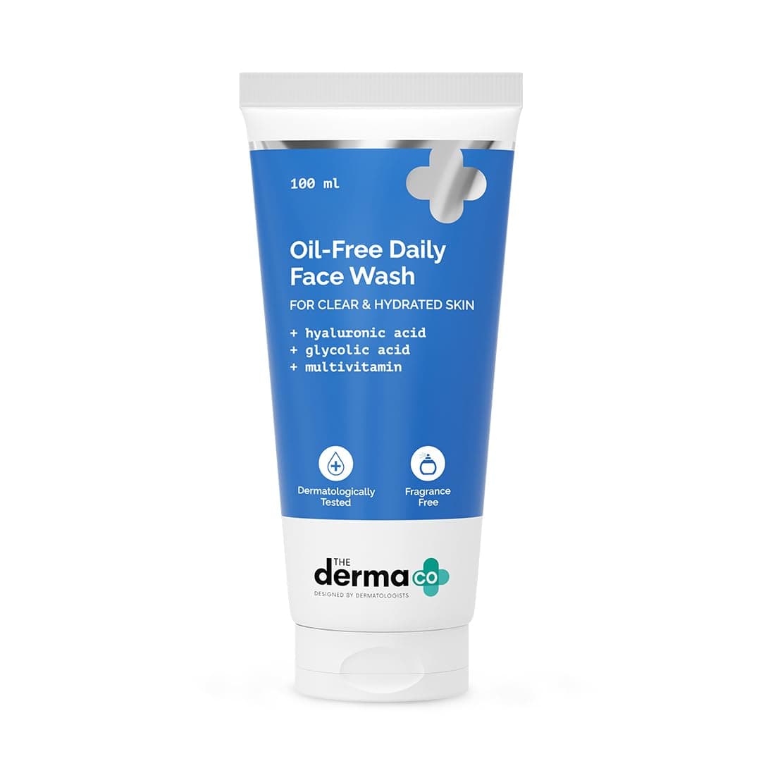 The Derma Co Oil-Free Daily Face Wash With Hyaluronic Acid, Glycolic Acid & Multivitamins for Clear & Hydrated Skin - 100ml