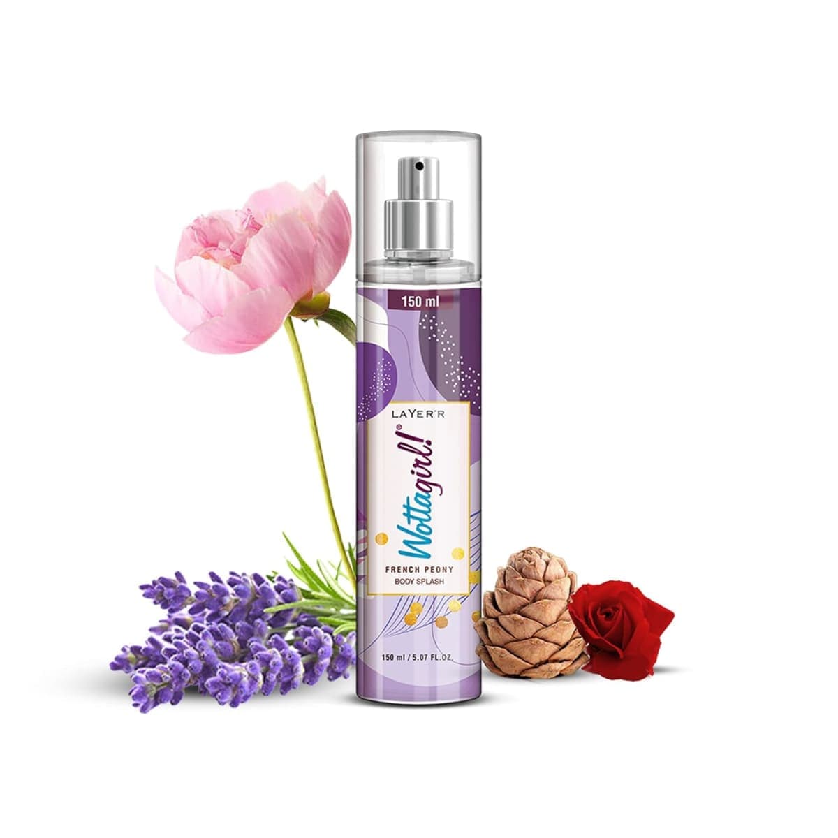 Wottagirl French Peony 150ml Body Splash for Women | Elegant Floral Mist with Lavender & Peony | Long-Lasting, Refreshing & Skin-Friendly Fragrance
