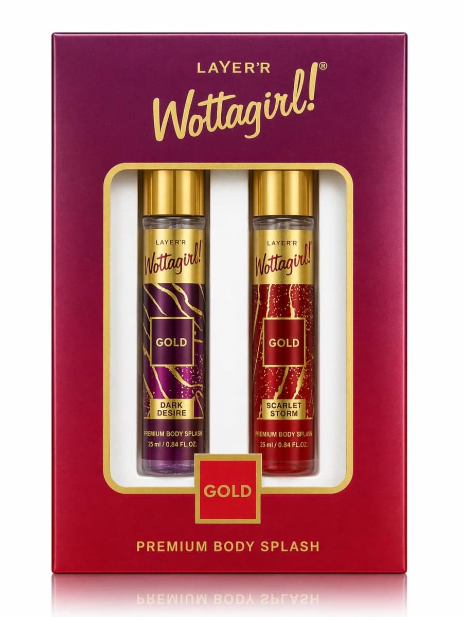 Wottagirl Gold Body Splash Combo (Dark Desire & Scarlet Storm) - 25ml x 2