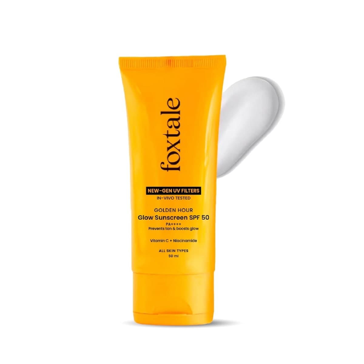 Foxtale Glow sunscreen SPF 50, In-Vivo Tested with PA++++