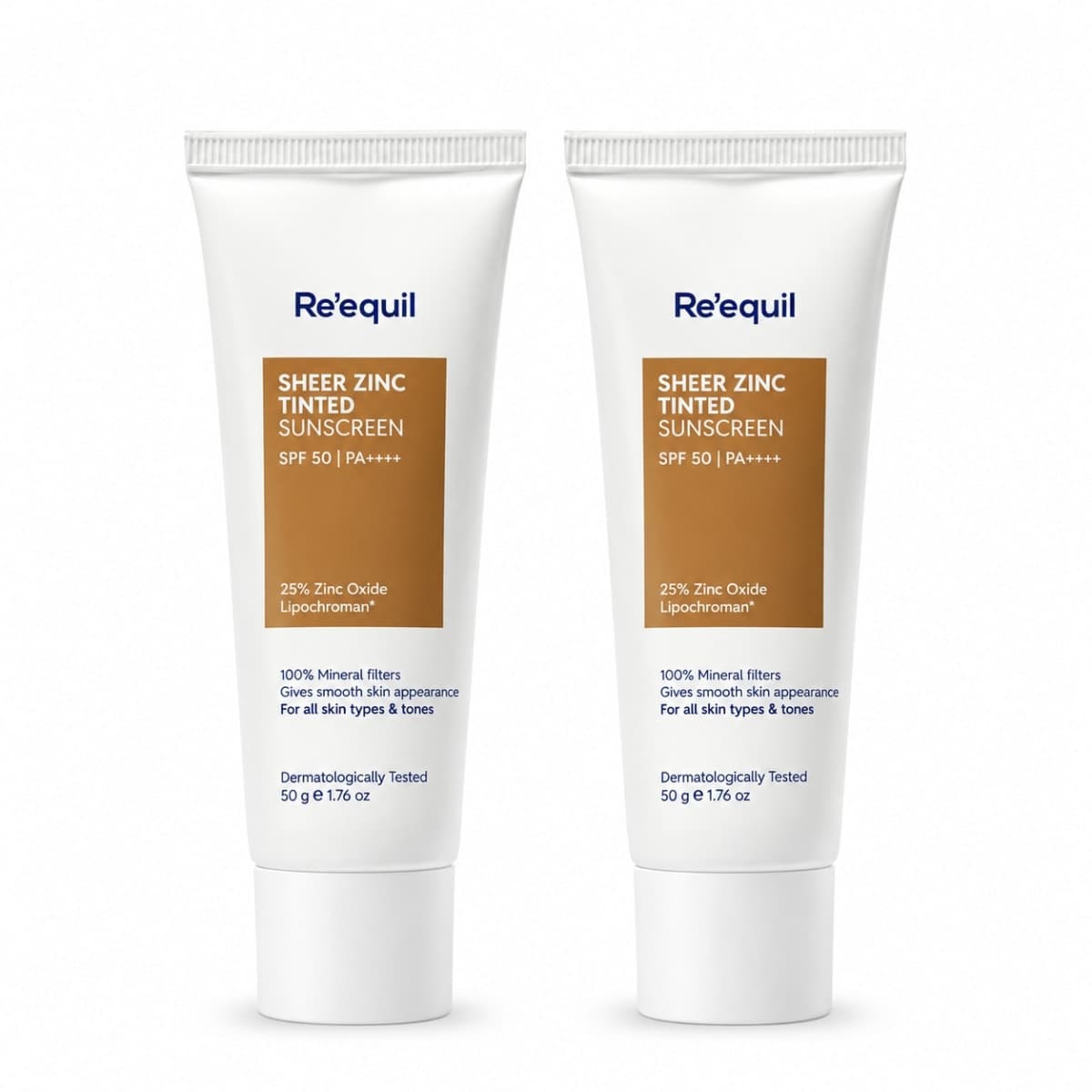 Re'equil Sheer Zinc Tinted Sunscreen 50g (pack of 2)