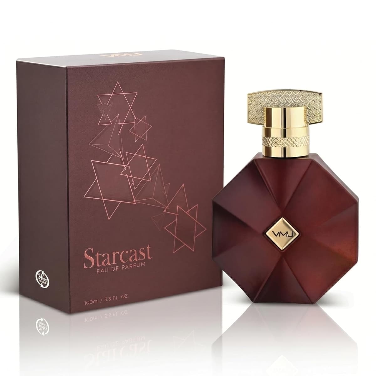 VMJ Starcast (Brown) 100ml Eau de Parfum for Men & Women - Citrus, Floral & Woody Fragrance with Leather, Amber & Vanilla Notes