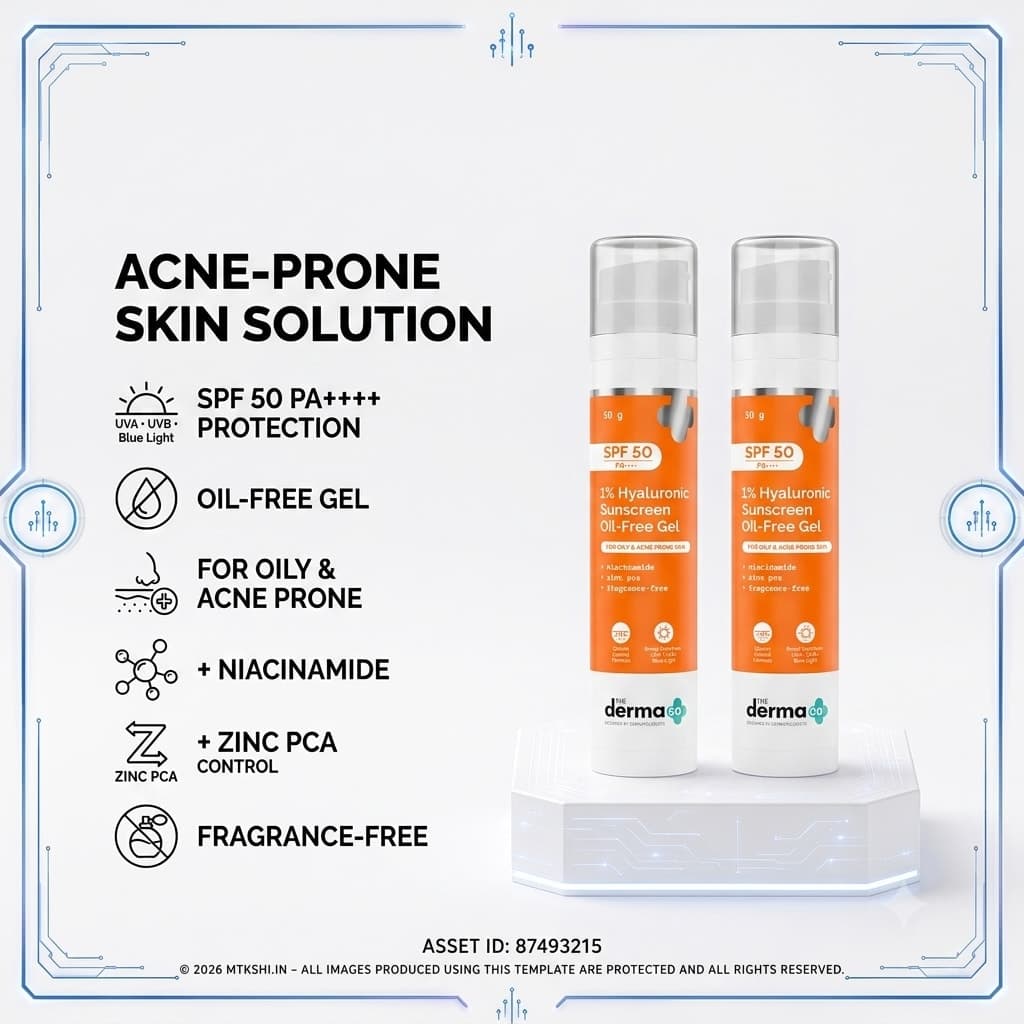 The Derma Co 1% Hyaluronic Sunscreen Oil-Free Matte Gel In Vivo Tested (ISO 24444:2019 Certified, CTRI/2025/02/079913)- 100g
