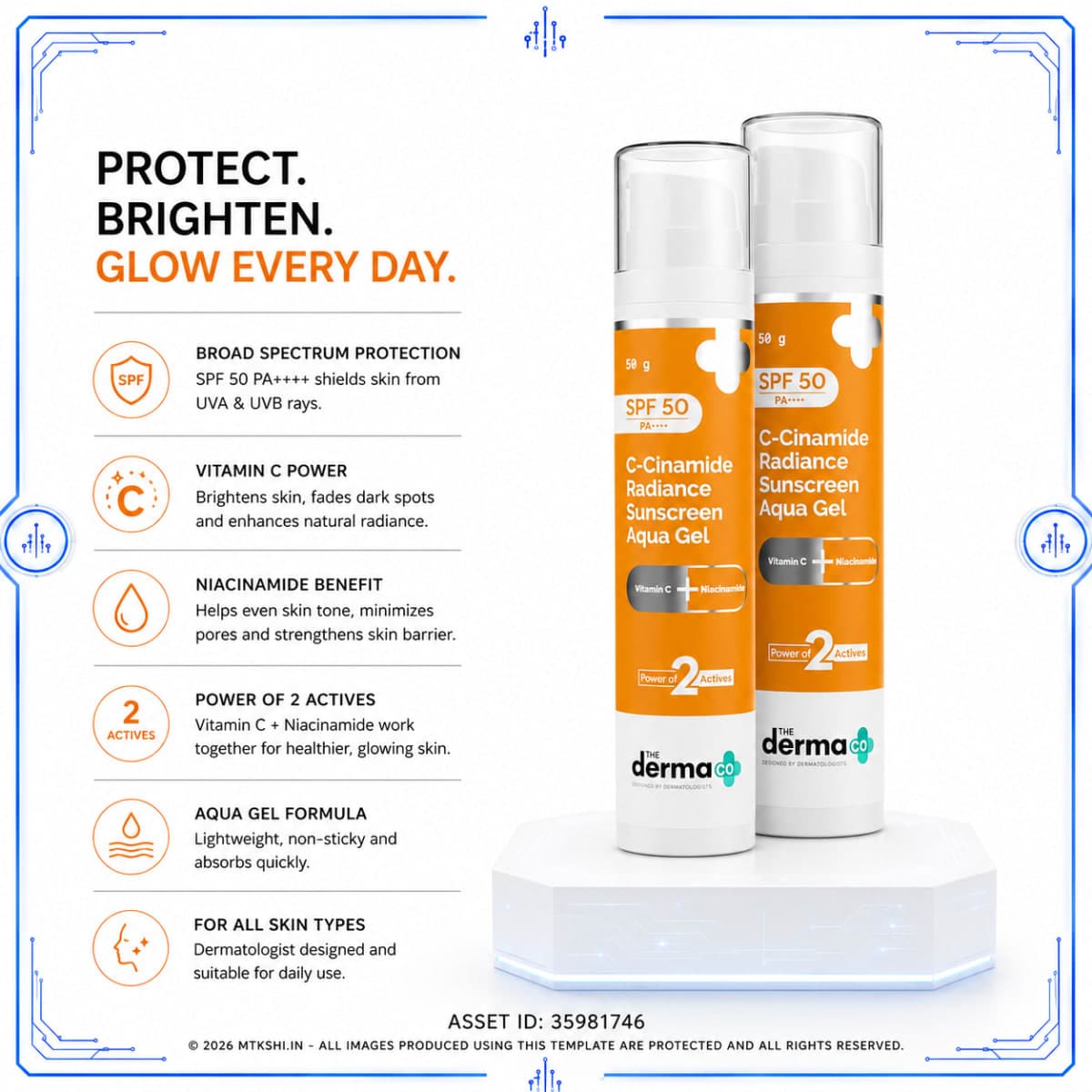 The Derma Co C-Cinamide Radiance Sunscreen Aqua Gel with SPF 50 & PA++++