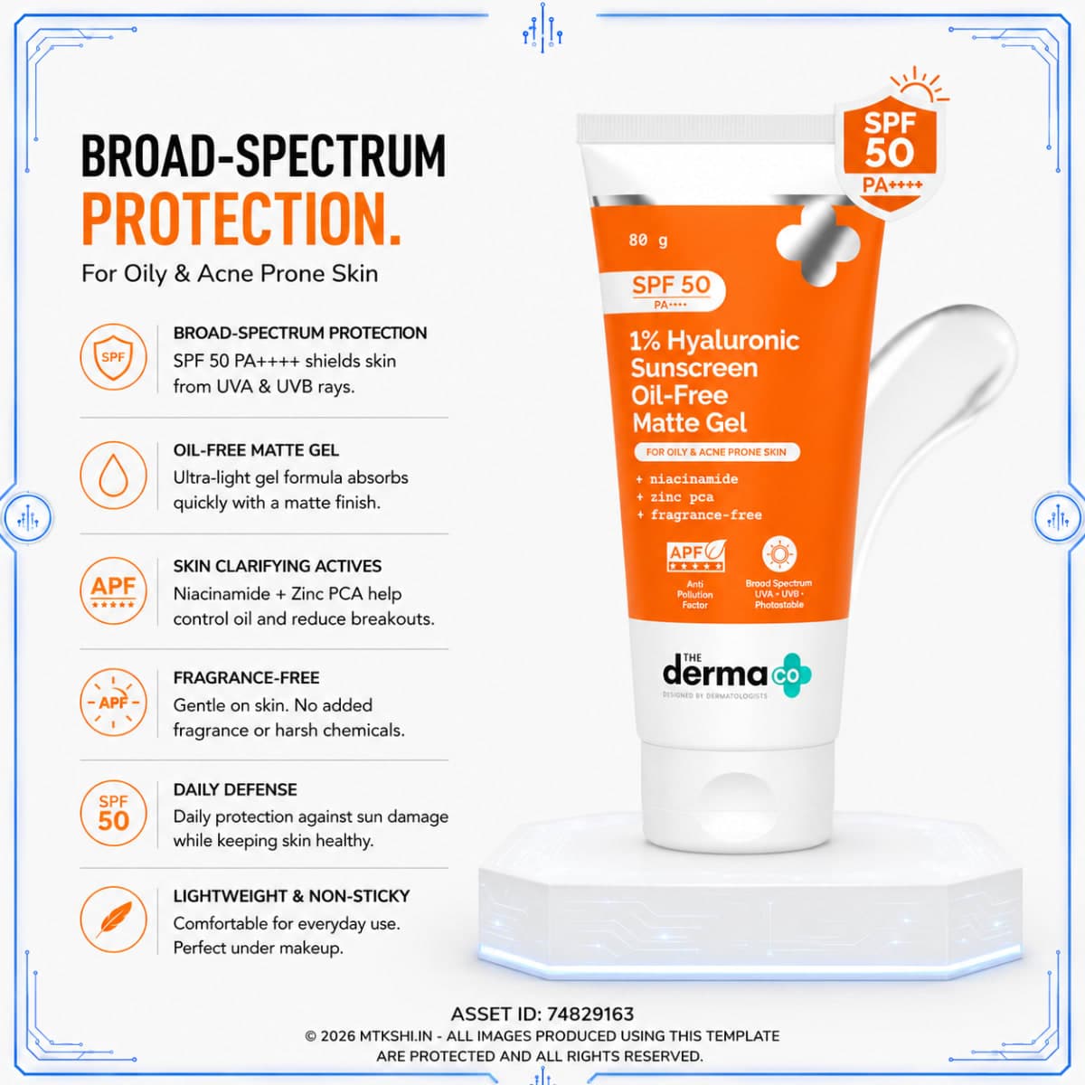 The Derma Co 1% Hyaluronic Sunscreen Oil-Free Matte Gel
