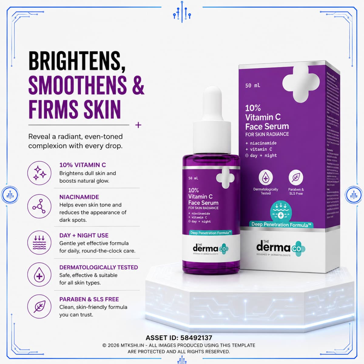 The Derma Co 10% Vitamin C Face Serum with 5% Niacinamide & Hyaluronic Acid - 50ml