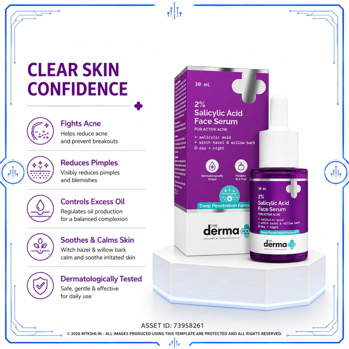 The Derma Co 2% Salicylic Acid Face Serum for Active Acne - 30ml