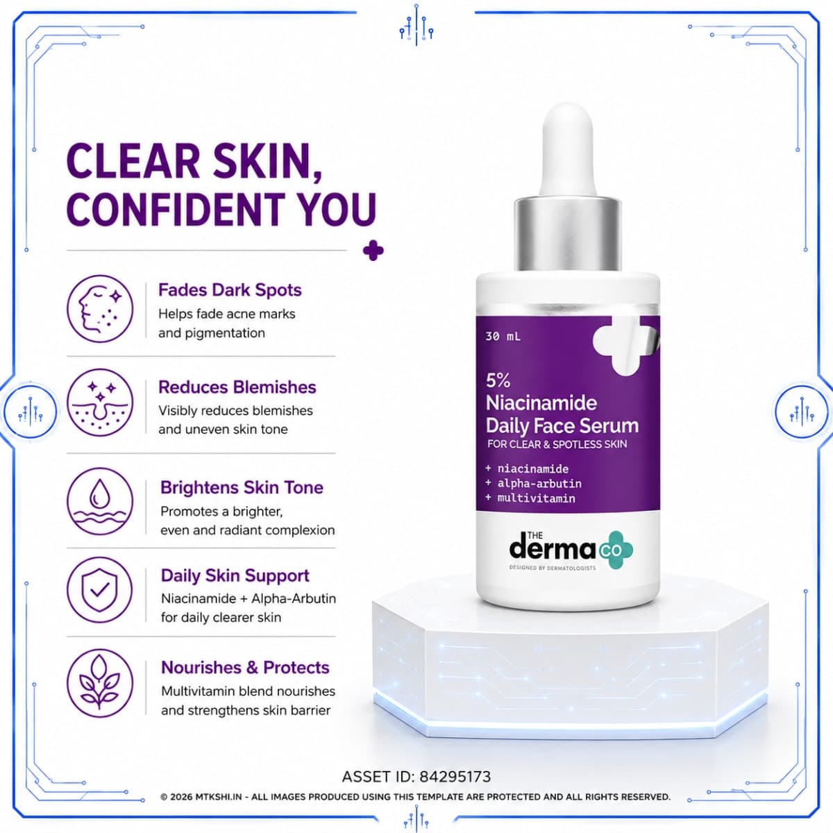 The Derma Co 5% Niacinamide Daily Face Serum with Alpha Arbutin & Multivitamin - 30ml