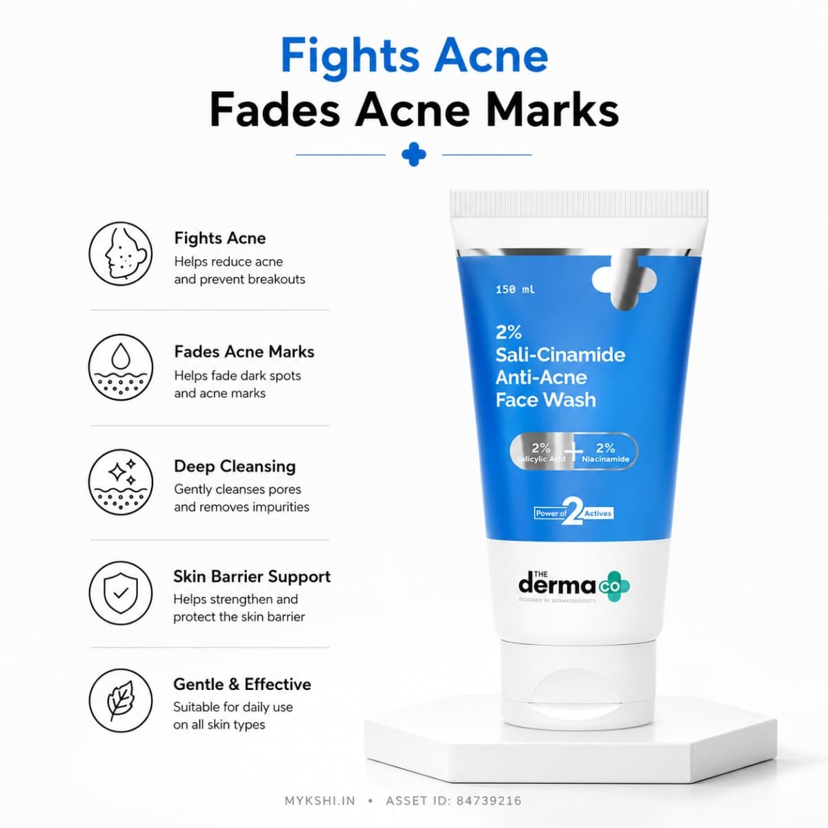 The Derma Co 2% Sali-Cinamide Anti-Acne Face Wash with 2% Salicylic Acid & 2% Niacinamide - 150ml